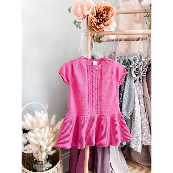 New Baby Gap Pink Peplum Sweater Dress Valentine’s Day - Picture 2 of 3